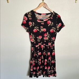 NWOT Francesca's Pink and Black Fit and Flare Mini Dress